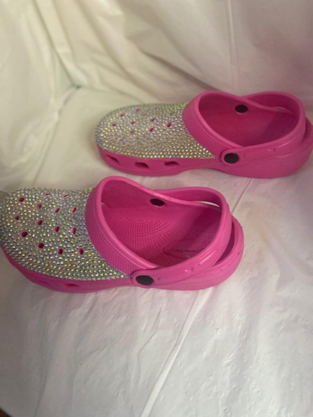 Chosen Step Pink and IRRIDESCENT RHINESTONE BLINGED CLOGS  Women's size 9 - Picture 5 of 6